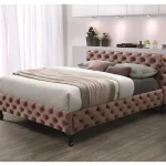 Végkiárusítás Herrera Velvet francia ágy 160x200 antik rózsaszín/ wenge bluvel 52