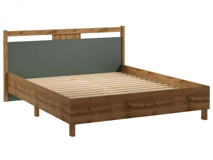 Outlet Indigo L160 francia ágy keret zöld/ wotan tölgy