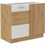 Outlet Niki 28. konyha 105 ND 1F BB 90x82x52cm fényes fehér/artisan tölgy (munkalap nélkül)