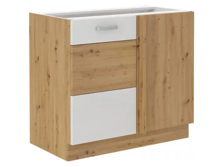 Outlet Niki 28. konyha 105 ND 1F BB 90x82x52cm fényes fehér/artisan tölgy (munkalap nélkül)