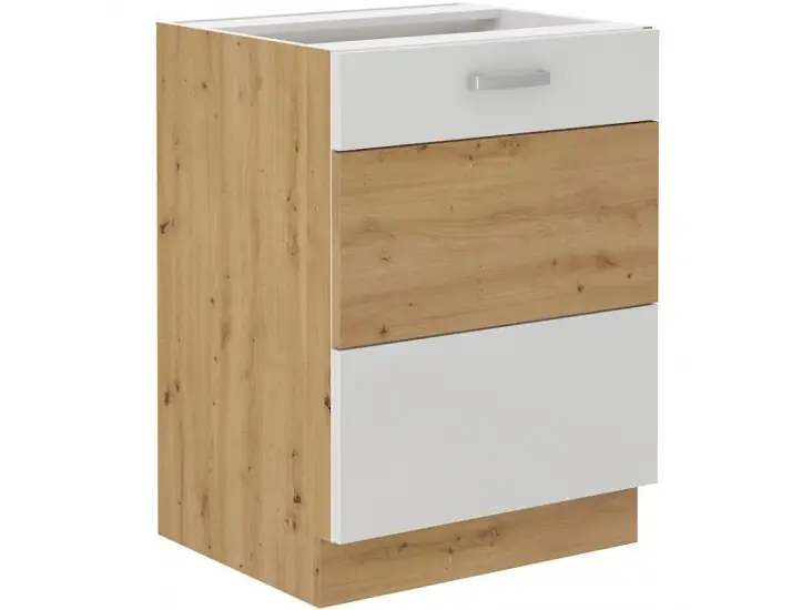 Legnépszerűbb Niki 28. konyha 60 D 1F BB 60x82x52cm fényes fehér/artisan tölgy (munkalap nélkül)