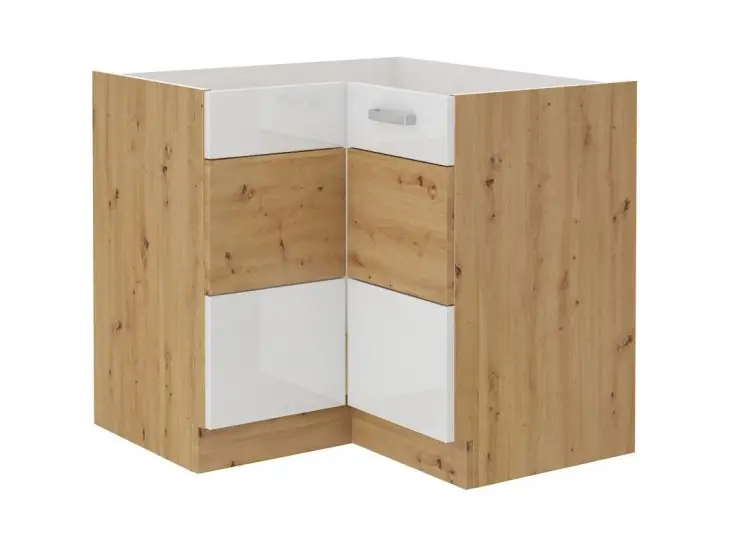 Niki 28. 90X90 DN 2F BB 83/83x82x52cm fényes fehér/art. tölgy (munkalap nélk) Korlátozott ajánlat