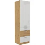 Niki 28. konyha 60 DKS-210 3S 1F 60x210x57cm fényes fehér/artisan tölgy Végkiárusítás