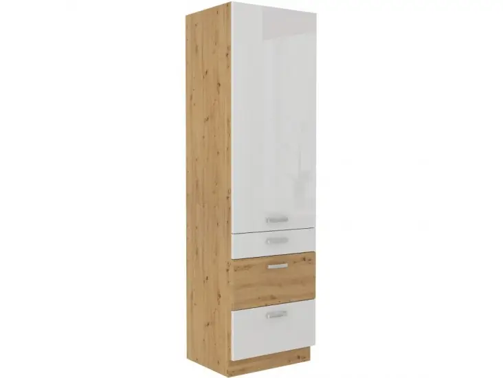 Niki 28. konyha 60 DKS-210 3S 1F 60x210x57cm fényes fehér/artisan tölgy Végkiárusítás