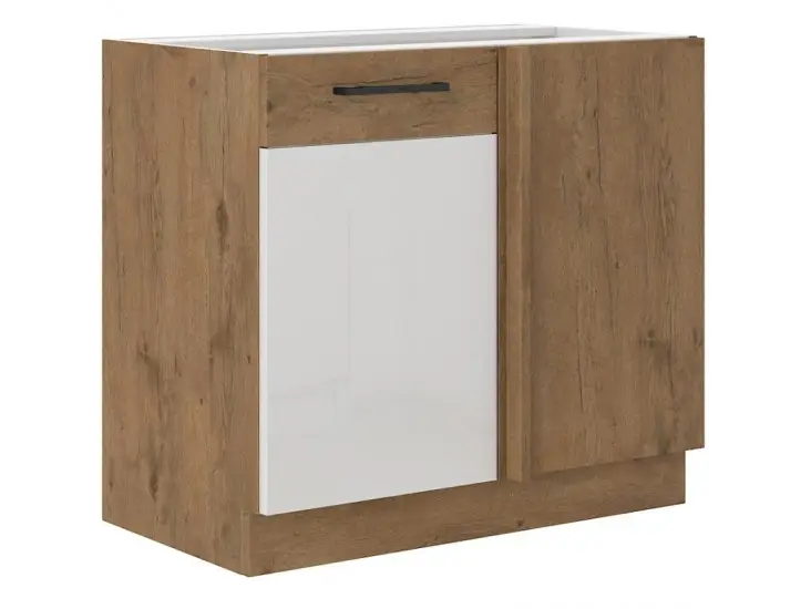 Niki 30. konyha 105 ND 1F BB 90x82x52cm fényes fehér/lancelot tölgy (munkalap nélkül) Biztonságos fizetés