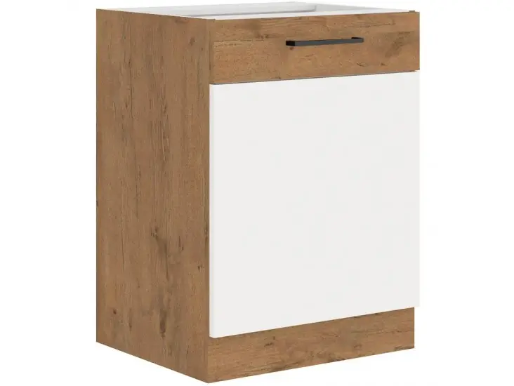 Niki 30. konyha 60 D 1F BB 60x82x52cm fényes fehér/lancelot tölgy (munkalap nélkül) Kedvezmény
