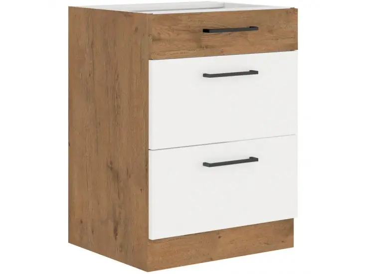 Niki 30. konyha 60 D 3S BB 60x82x52cm fényes fehér/lancelot tölgy (munkalap nélkül) Utolsó esély