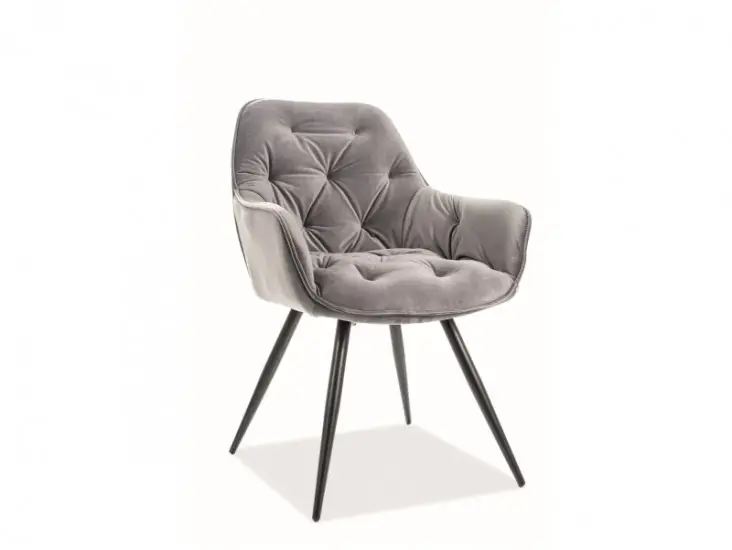 Cherry Velvet étkezőszék fekete fém láb/ szürke bársony (Bluvel 14) Korlátozott ajánlat