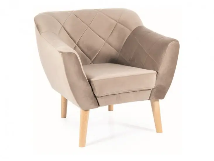 Szuper akció Karo1 Velvet fotel bükk láb/ sötét bézs (Bluvel 40)