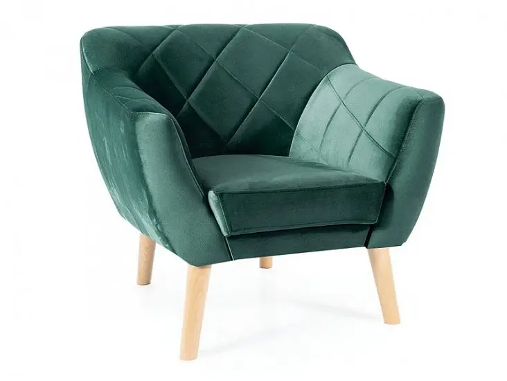 Karo1 Velvet fotel bükk láb/ zöld (Bluvel 78) Alacsony ár