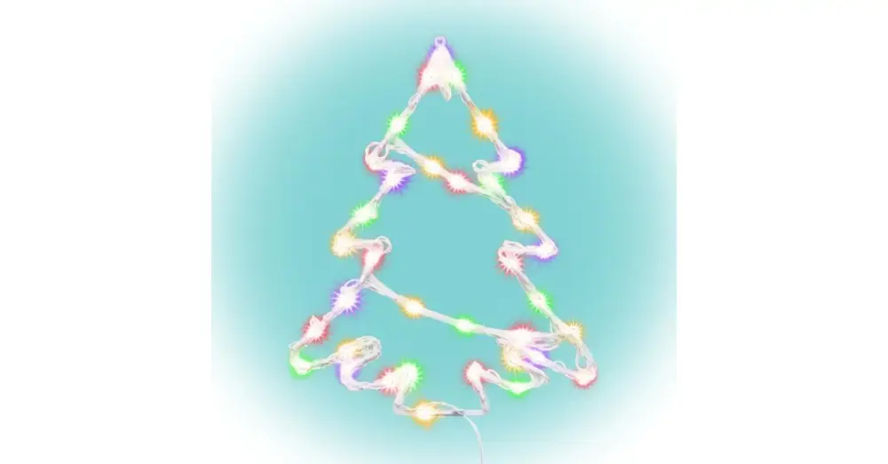 Expressz kézbesítés Home KID502M fenyőfa ablakdísz, 35 db színes LED, 2 tapadókorong, fehér tápkábel, 33 x 28 cm KID502M
