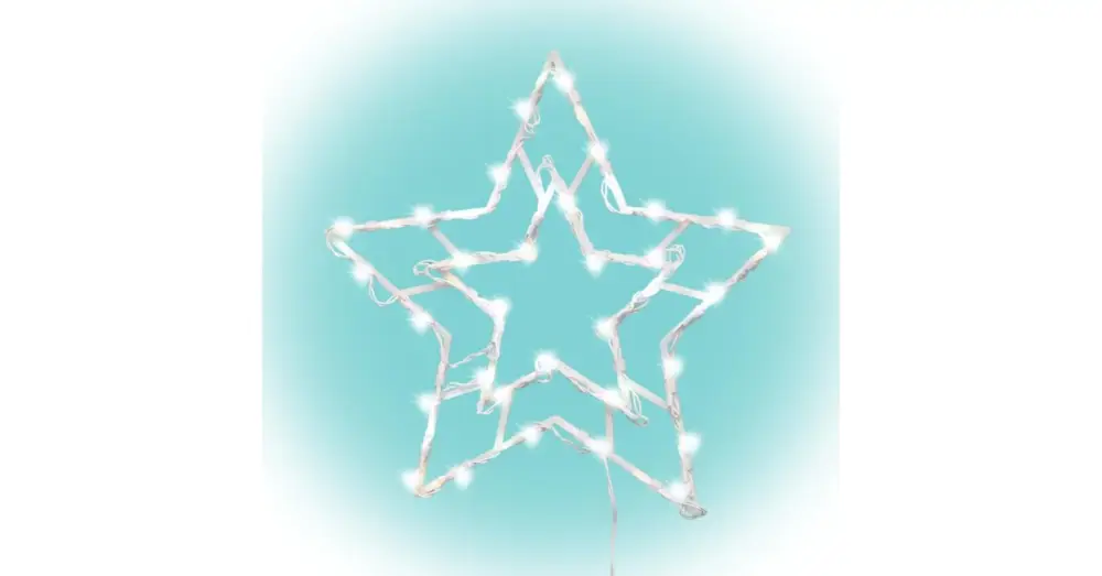 Különleges ajánlat Home KID503WW csillag ablakdísz, 35 db melegfehér LED, 2 tapadókorong, fehér tápkábel, 33 x 28 cm KID503WW