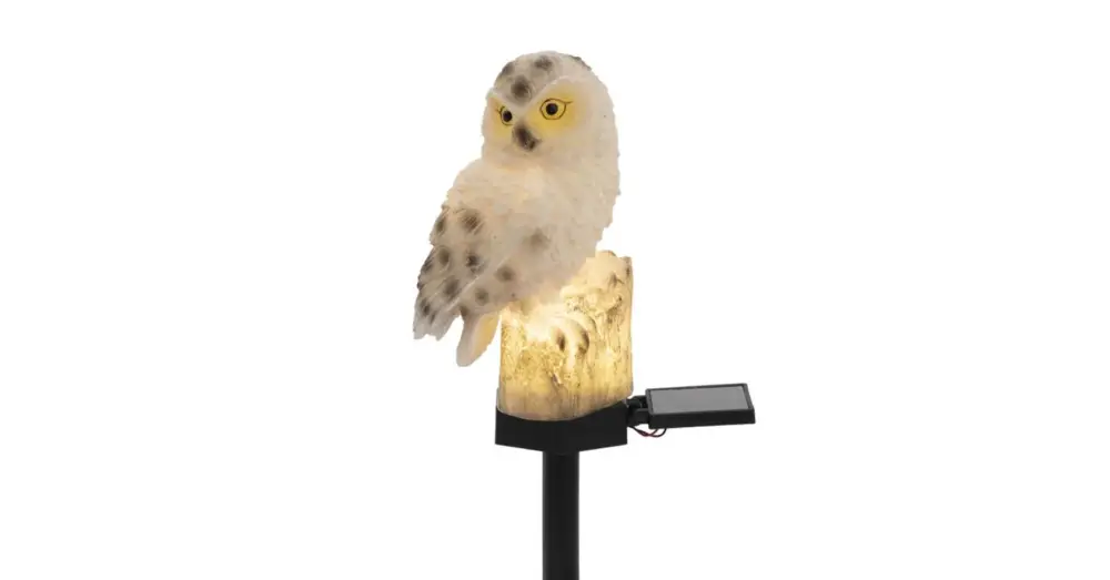 Újdonság Home MX671B napelemes kerti bagoly lámpa, 1 db melegfehér LED, akkumulátor, műgyanta, leszúrható MX671B