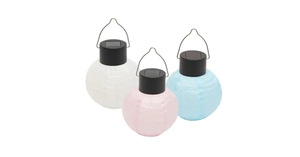 Vásárlói kedvenc Home MX205 napelemes lampion, 3db-os szett, 1 db melegfehér LED, nylon, 30 g, gombelem, fehér vagy kék vagy rózsaszín MX205