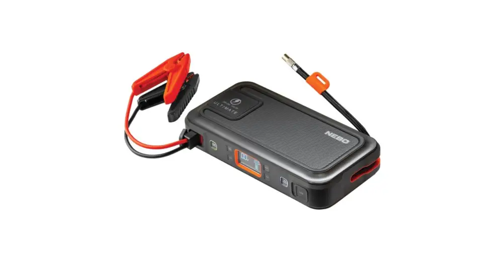 Újdonság NEBO NEB-PBK-0006-G ULTIMATE, Jump Starter, 12VDC/600 A 3mp, 1500 A max., kompresszor, 130 psi max., LCD kijelző, Smart Charge, indítókábelek NEB-PBK-0006-G