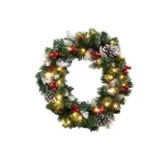 Kedvezmény HOME KMK45LED LED-es műkoszorú, 45 cm, 35 db melegfehér LED, 8 programos, időzítés, 2D tűlevél, elemes tápellátás, beltéri kivitel KMK45LED
