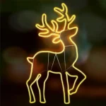 Home NEON 4 szarvas figura, LED-es neon fény, két oldalú, fém váz, IP44, kültéri, beltéri, napsárga NEON 4 Expressz szállítás