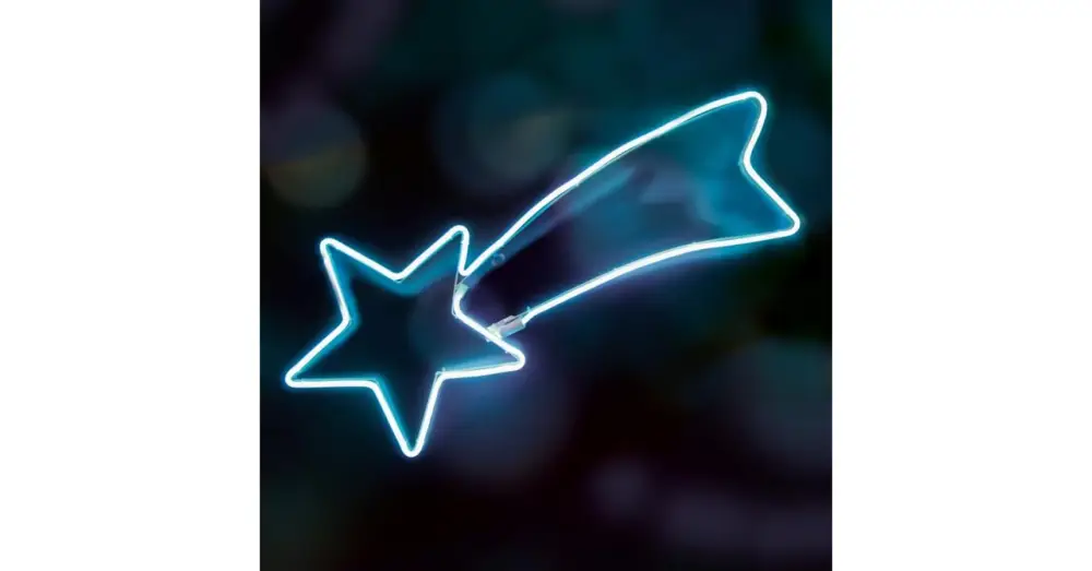 Home NEON 1 hullócsillag figura, LED-es neon fény, két oldalú, fém váz, IP44, kültéri, beltéri, jégkék NEON 1 Prémium