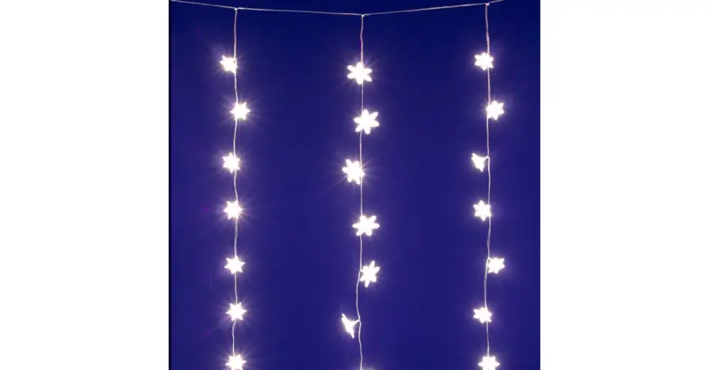 Akciós ár HOME KAF50WW LED-es hópehely fényfüggöny, 1,35 m, 50 db melegfehér LED, hálózati tápellátás, beltéri kivitel KAF50WW