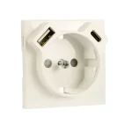 Olcsóbb 90630 TMF - Fedlap Schuko + USB-A + USB-C aljzathoz, elefántcsont
