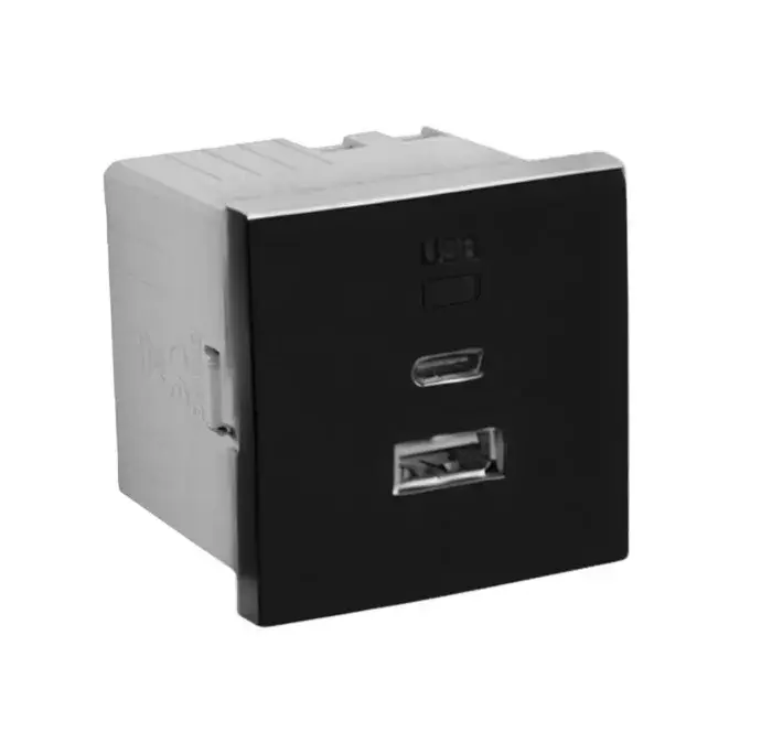 Végkiárusítás 45381_SPM dupla USB töltő (USB-A + USB-C), matt fekete