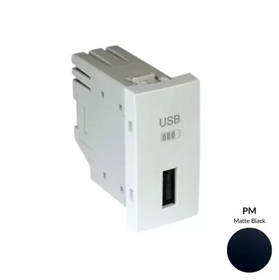 45383_SPM USB-A töltő, matt feket - 1 modul Gyors szállítás