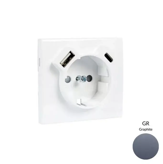 50630_TGR Fedlap Schuko + USB-A + USB-C aljzathoz, gránit Biztonságos vásárlás