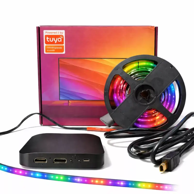 Kedvezmény Digitális LED szalag szett HDMI BOX-szal , TV képernyő követő funkcióval , RGB + IC (digitális) , dimmelhető , 5.5m , WIFI/Bluetooth , TUYA , LEDISSIMO AMBIENT LIGHT