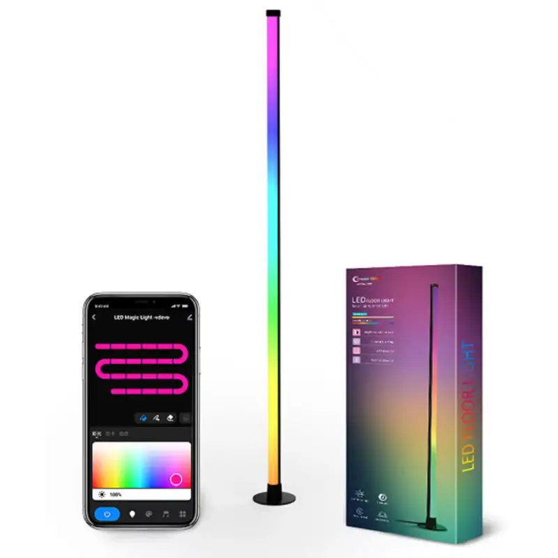 LED lámpatest , állólámpa , 135 cm, távirányítóval , RGB + IC (digitális) , zenére reagáló , USB, WIFI/Infravörös , TUYA kompatibilis , LEDISSIMO AMBIENT LIGHT Biztonságos fizetés