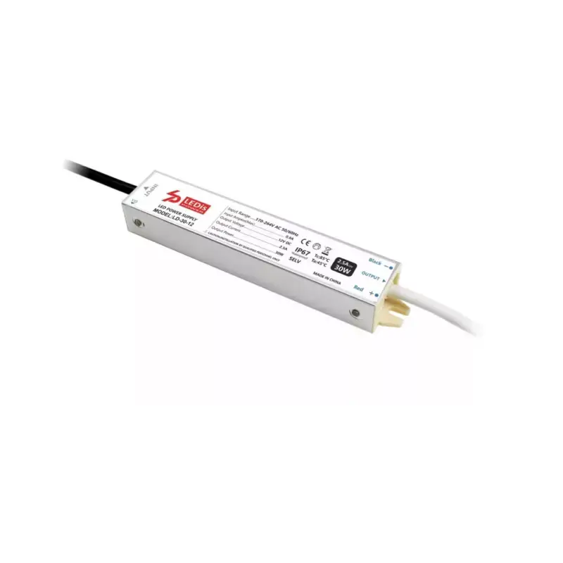 LED tápegység , 24 Volt , 30 Watt , 1.25A , slim , kültéri , vízálló , IP67 , 3+2 év garancia , LEDis , LD-30-24 Végkiárusítás