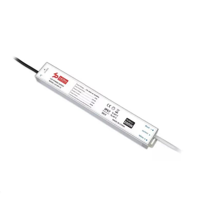 LED tápegység , 24 Volt , 200 Watt , 8.33A , slim , kültéri , vízálló , IP67 , 3+2 év garancia , LEDis , LD-200-24 Rendeld meg most