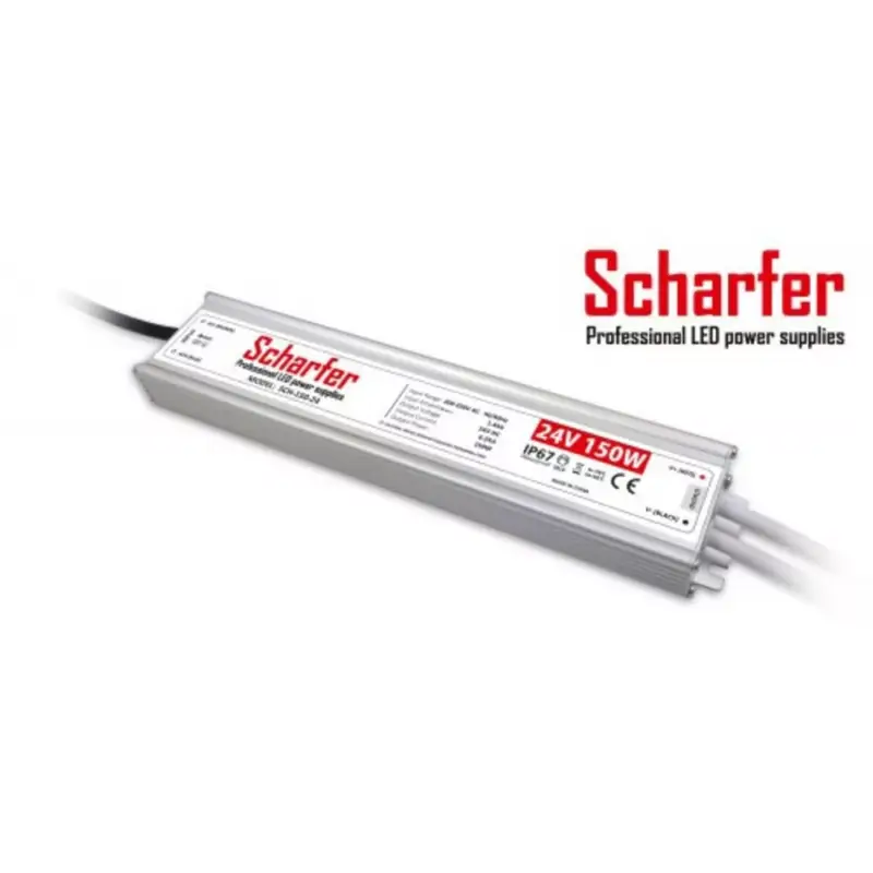 LED tápegység , 24 Volt , 150 Watt , 6.25A , kültéri , vízálló , IP67 , Scharfer , 7 év garancia Olcsóbb