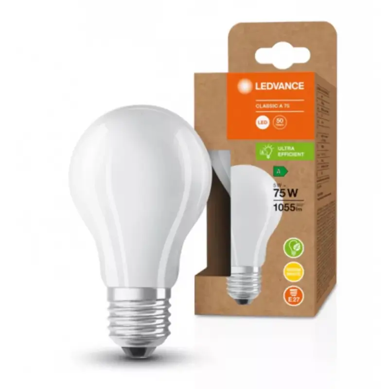 Prémium LED lámpa , égő , E27 , 5W , 211 lm/w , A besorolás , meleg fehér , 5 év garancia , LEDVANCE (OSRAM)