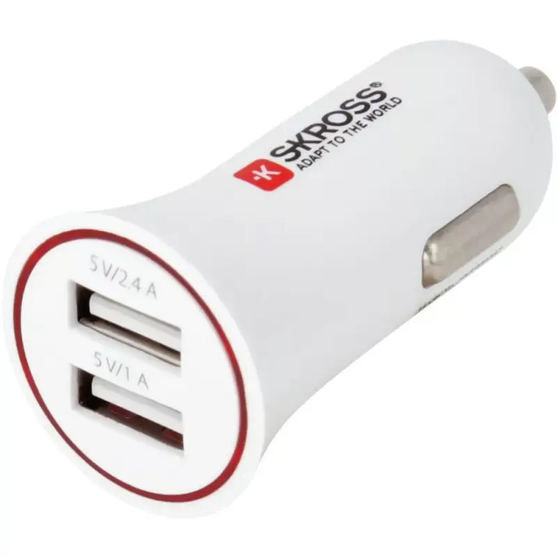 SKROSS USB töltő, autós, szivargyújtó (2x USB-A, 1A/2,4A) Biztonságos fizetés