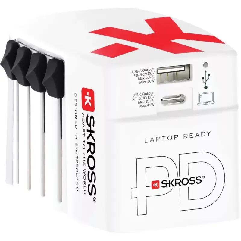 SKROSS World USB világutazó átalakító adapter, PD, (USB-C,USB-A) 45W, + USB-C kábel Különleges ajánlat