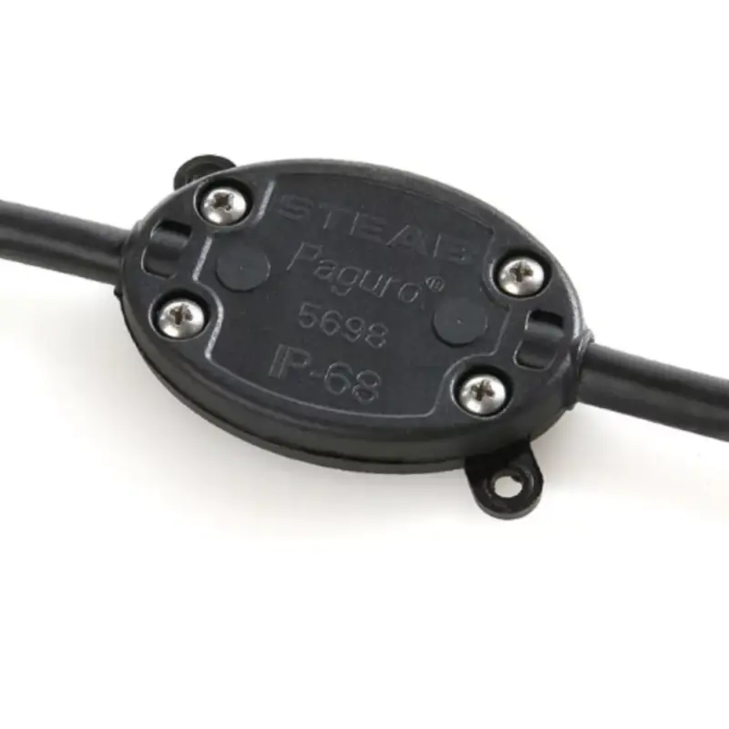Kedvezményes ár Vízmentes kötődoboz kábeltartóval , szilikon GÉLLEL , 3 x 2.5 mm² sorkapoccsal , kültéri , IP68 , STEAB Paguro Micro , 5698