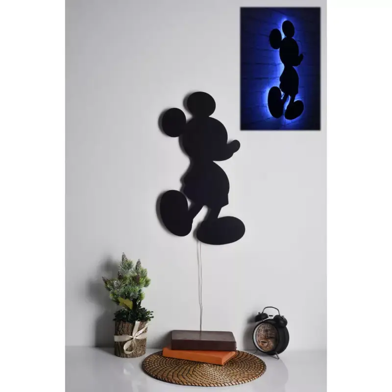 Korlátozott ajánlat Dekoratív LED világítás fekete MDF alappal, 32 x 50 cm | 60 LED/m, 300 Lumen, 3000K | 50 000 órás élettartam, beépített falakasztó, elegáns kék dizájn