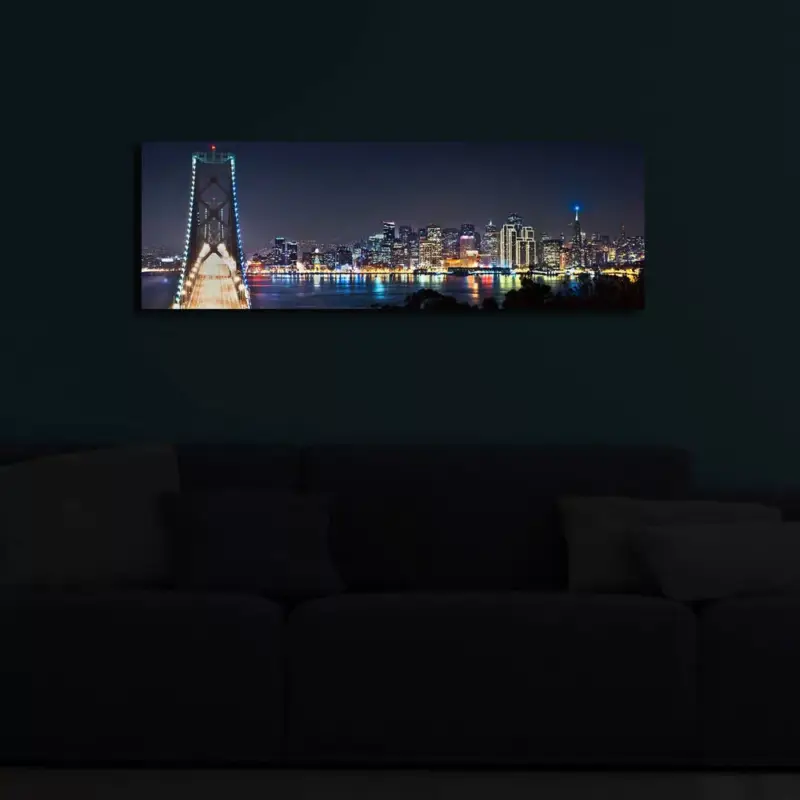Ne maradj le Dekoratív LED-es világítóvászon festmény, 30 x 90 cm, 100% velúr vászon, fa keret (3 cm), elemes, be-/kikapcsolóval, tökéletes otthoni dekorációhoz