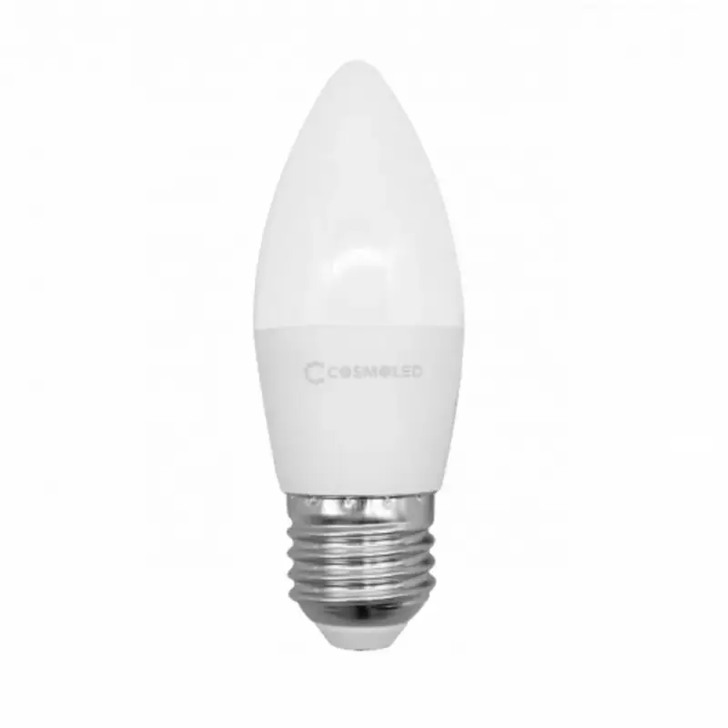 LED lámpa , égő , gyertya , E27 foglalat , 6W , hideg fehér , COSMOLED Kedvezmény