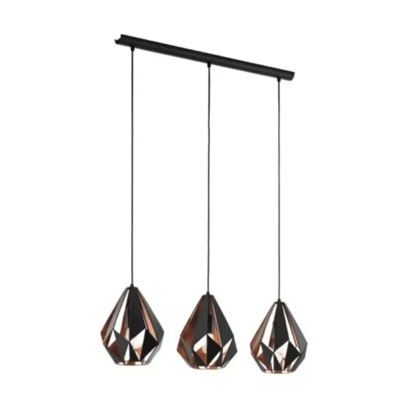 Utolsó esély LED lámpa függeszték , mennyezeti , 3 x E27 , acél , fekete , vörösréz , EGLO , CARLTON 1 , 49991