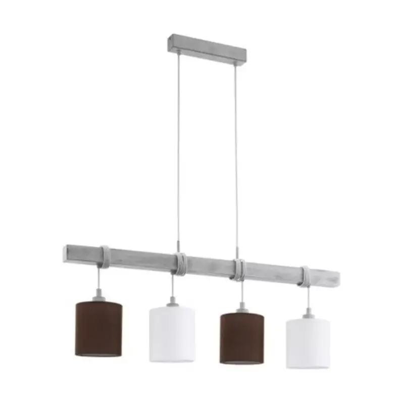 LED lámpa függeszték , mennyezeti , 4 x E27 , fa , textil , fehér , barna , EGLO , TOWNSHEND 2 , 49927 Gyors kiszállítás