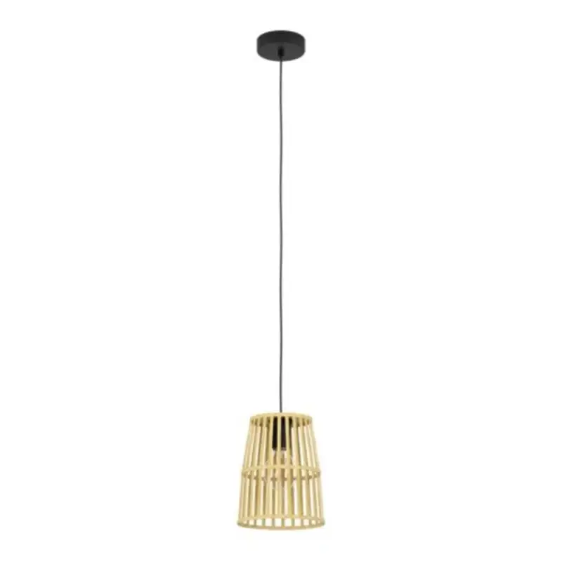 LED lámpa , függeszték , mennyezeti , 20 cm , E27 foglalattal , fekete , bambusz , EGLO , EYAM , 33201 Szuper akció