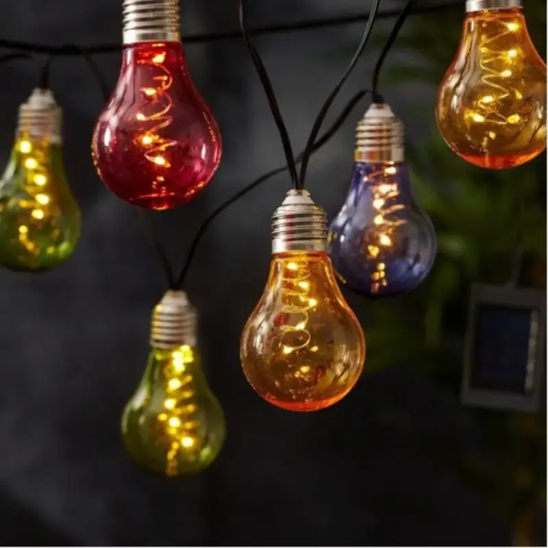 LED fényfüzér , kültéri , napelemes , színes égő forma , 10 db , meleg fehér , IP44 , EGLO , 48877 Legnépszerűbb