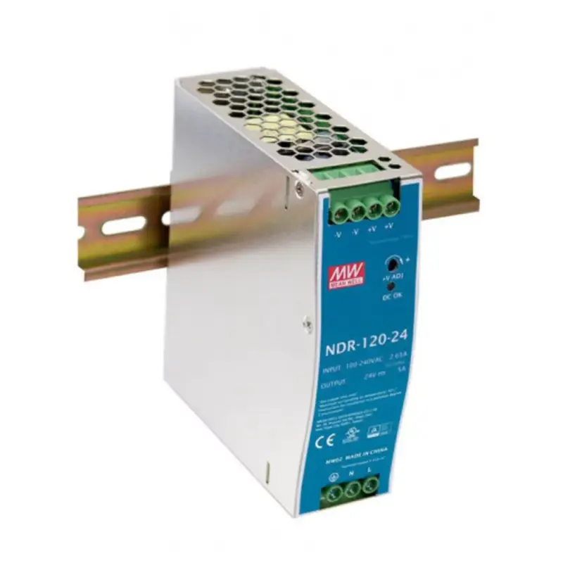 Prémium LED tápegység , Mean Well , NDR-120-24 , 24 Volt , 120 Watt , DIN sínre szerelhető , ipari