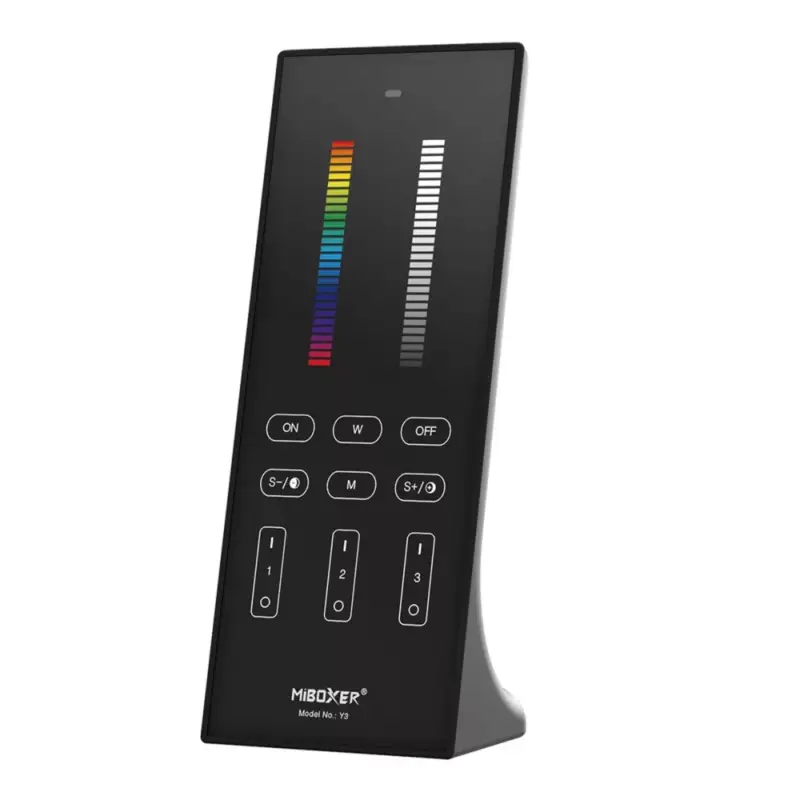 Vezeték nélküli , elemes , távirányító , álló , karcmentes , 2.4GHz , 3 zónás , RGB+CCT , fekete , Miboxer (Mi-Light) , Y3 Népszerű