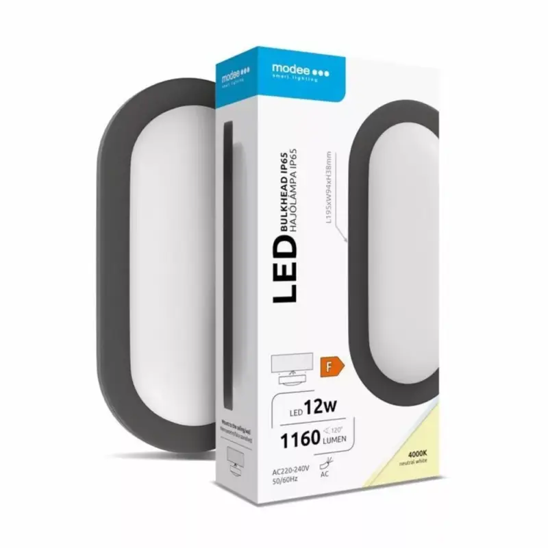 Ajánlat Modee LED Hajólámpa Ovál 12W 4000K (195x94x38mm) IP65 (1160 lumen) fekete
