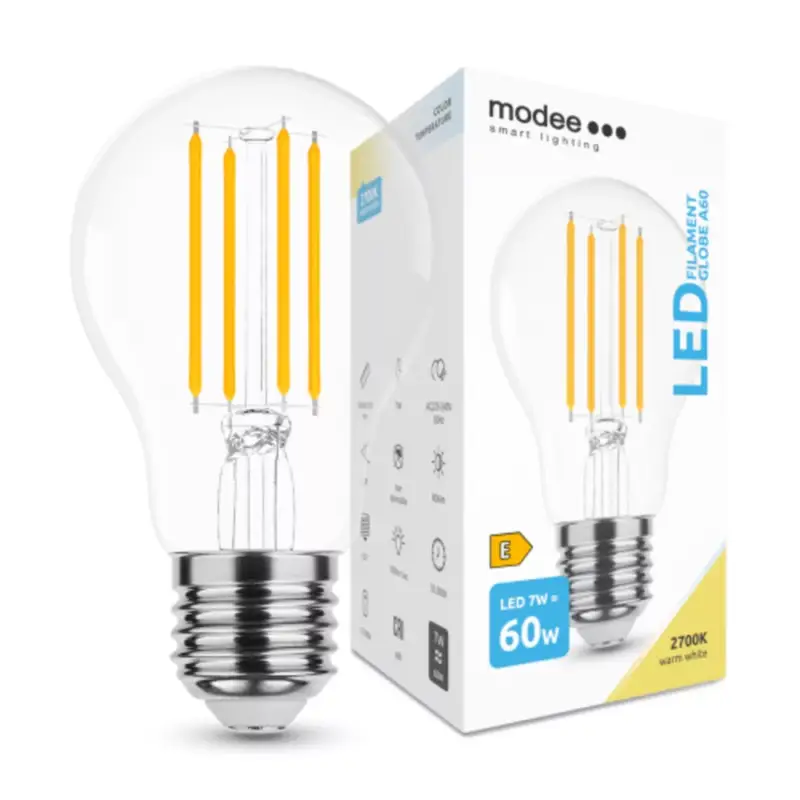 LED lámpa , égő , izzószálas hatás , filament , E27 foglalat , A60 , 8 Watt , meleg fehér , Modee Ne maradj le