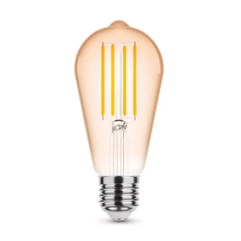 Legjobb ár LED lámpa , égő , izzószálas hatás , filament , E27 foglalat , ST64 , Edison , 4 Watt , meleg fehér , 1800K , borostyán sárga , Modee
