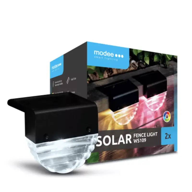Modee Lighting LED Szolár Napelemes Fali Lámpa WS109 RGB (2db/doboz) Expressz szállítás
