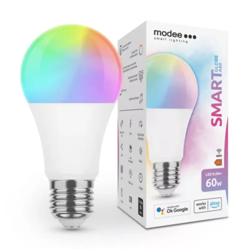 Újdonság LED lámpatest , égő , körte , E27 , 9.4W , RGB , CCT , dimmelhető , WIFI , TUYA , Modee